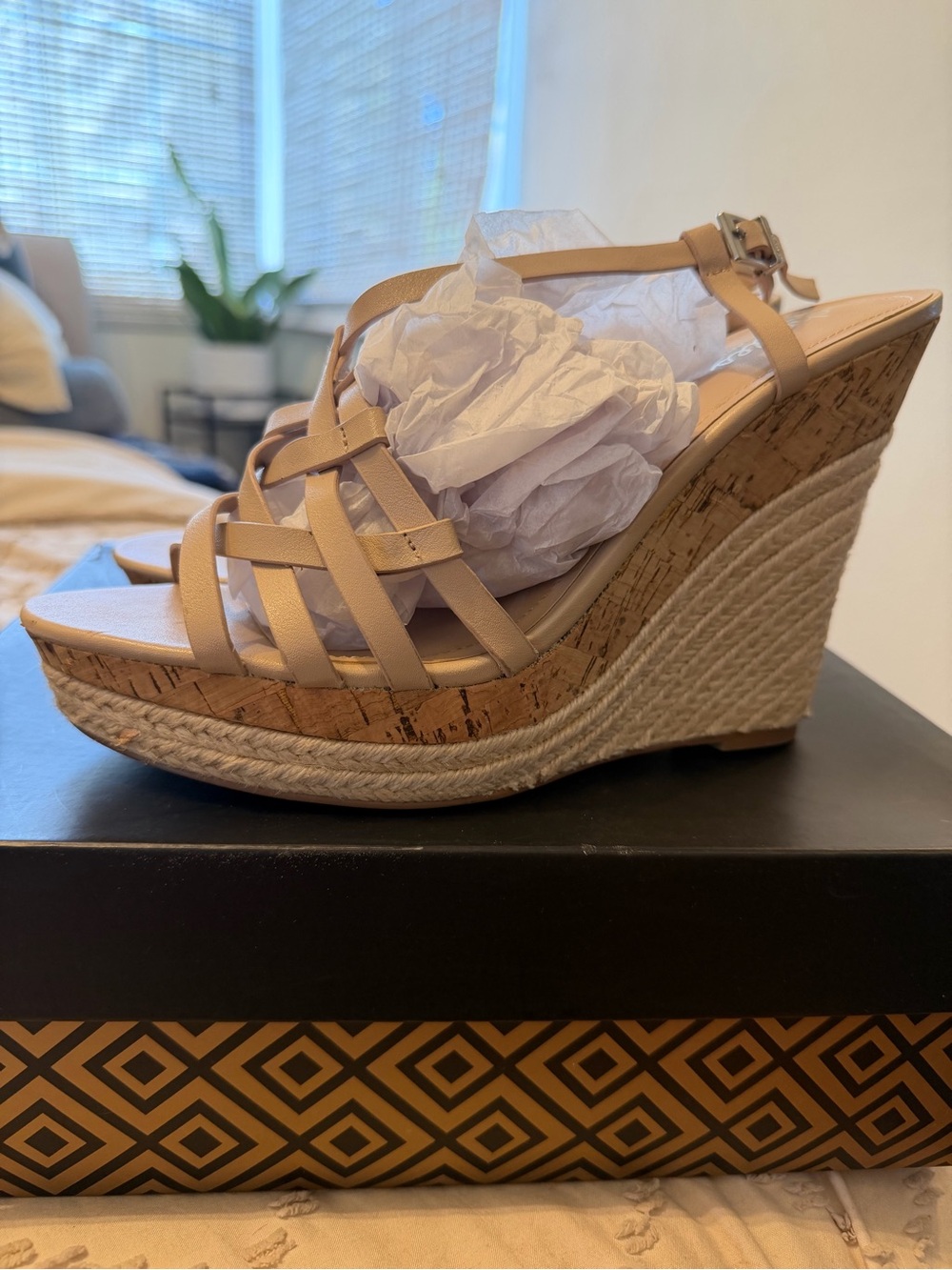 Charles David Tan Wedge Espadrille Sandals